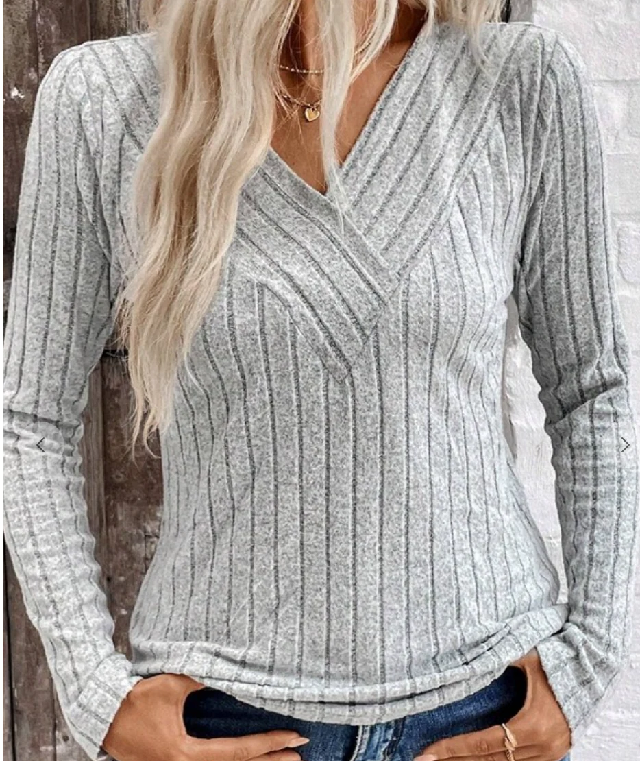 V Ribbing Sweater GRAY