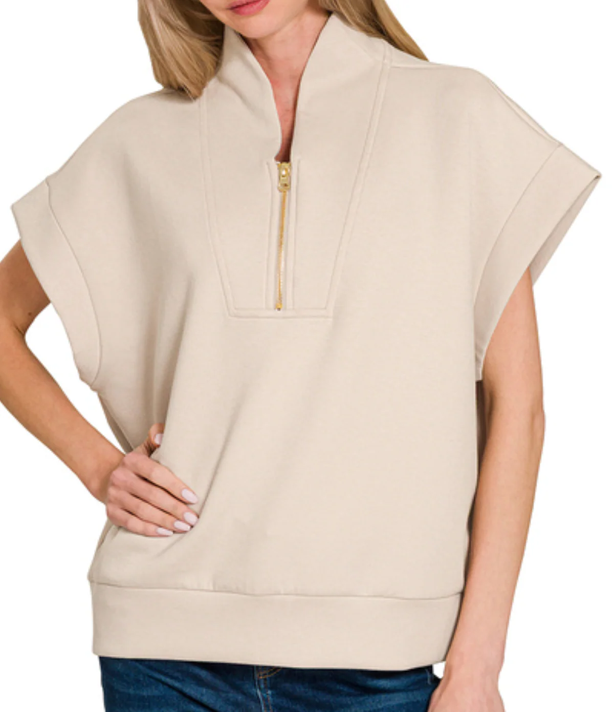 1/4 Zip Scuba Pullover SAND